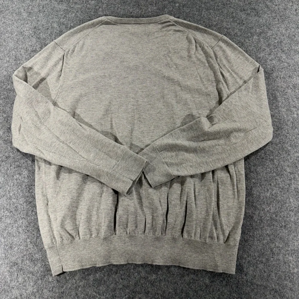 Polo Ralph Lauren Mens XL Gray V-Neck Long Sleeve Pony Logo Knit Sweater